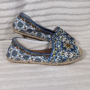 Brighton Lemony Loafers Shoes Women Size 8 Espadrille Flower Floral Flats